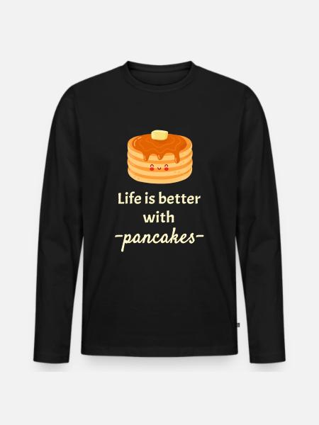 Pancakes - Men's Premium Organic Long Sleeve Shirt - black