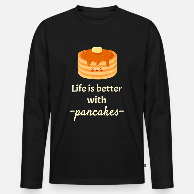 Pancakes - Männer Premium Bio Langarmshirt - Schwarz