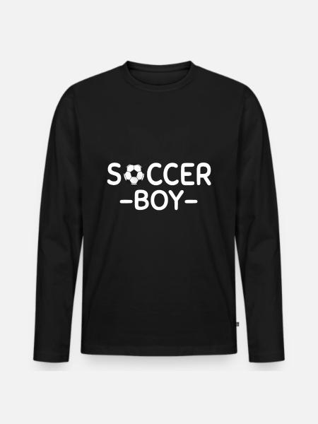 Fußball Junge - Männer Premium Bio Langarmshirt - Schwarz
