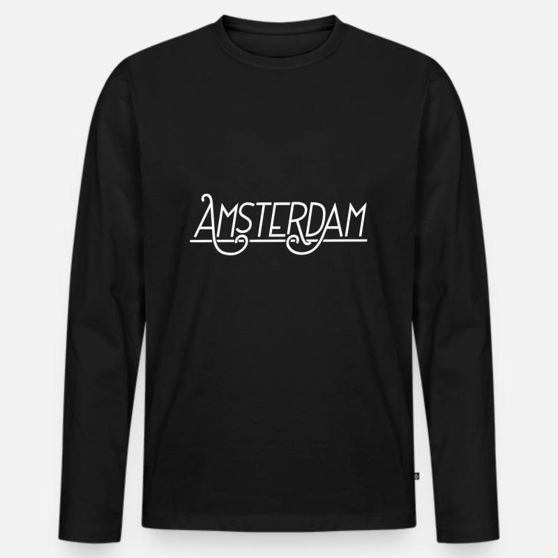 Amsterdam - Männer Premium Bio Langarmshirt - Schwarz