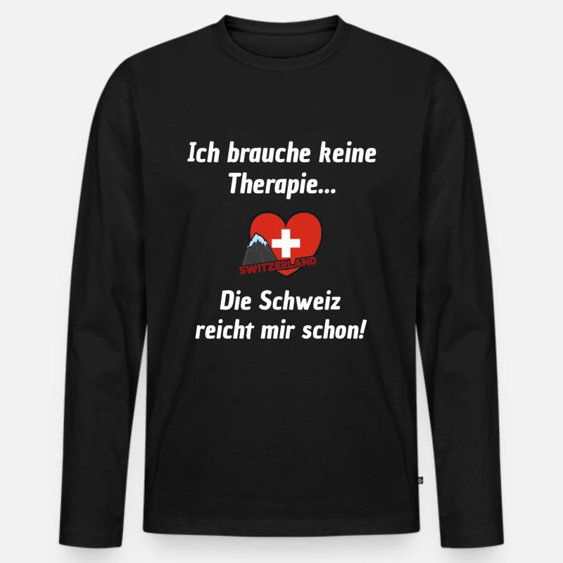 Schweiz - Männer Premium Bio Langarmshirt - Schwarz
