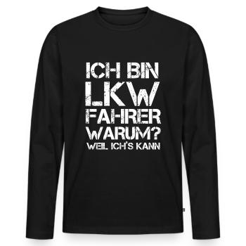 Trucker - Männer Premium Bio Langarmshirt - Schwarz - Vorne - Nico (187cm)