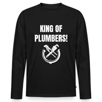 Plombier gaz eau installateur - T-shirt manches longues Premium bio Homme - noir - Devant - Nico (187cm)