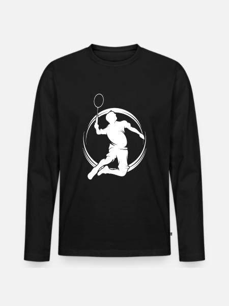 Badminton - Männer Premium Bio Langarmshirt - Schwarz