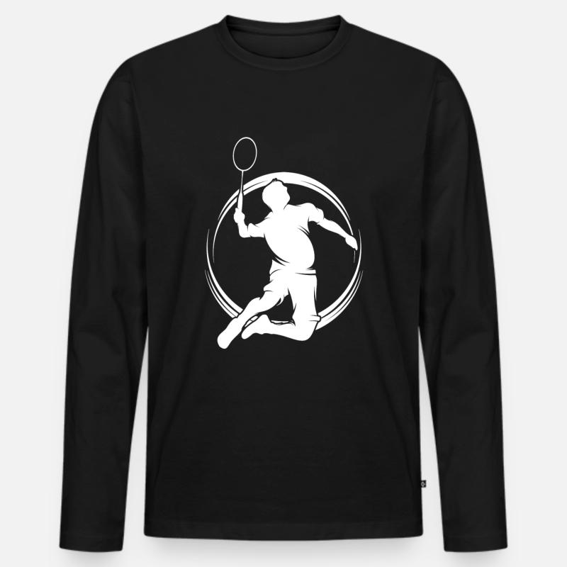 Badminton - Männer Premium Bio Langarmshirt - Schwarz