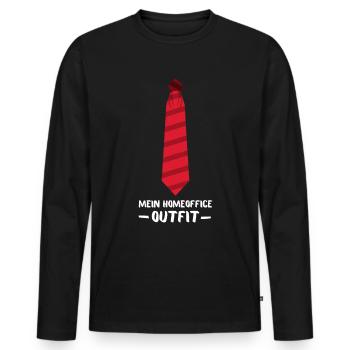 Lustiges Homeoffice Outfit - Krawatte - Männer Premium Bio Langarmshirt - Schwarz - Vorne - Nico (187cm)
