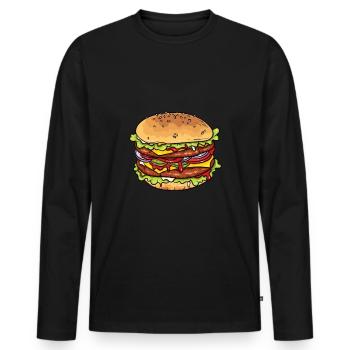 Burger - Männer Premium Bio Langarmshirt - Schwarz - Vorne - Nico (187cm)