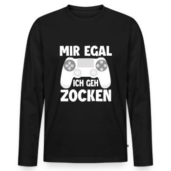 Zocken - Männer Premium Bio Langarmshirt - Schwarz - Vorne - Nico (187cm)