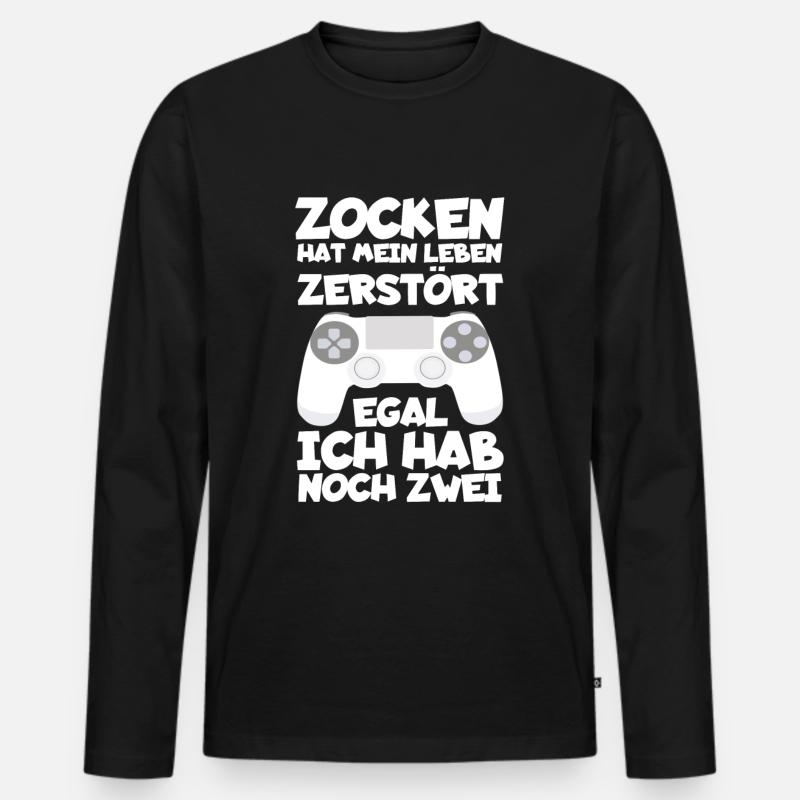Zocken - Männer Premium Bio Langarmshirt - Schwarz