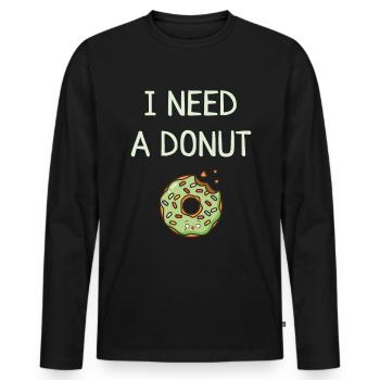 Donut - T-shirt manches longues Premium bio Homme - noir - Devant - Nico (187cm)