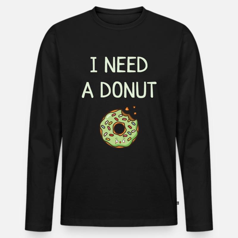 Donut - Männer Premium Bio Langarmshirt - Schwarz