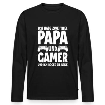 Papa & Gamer - Männer Premium Bio Langarmshirt - Schwarz - Vorne - Nico (187cm)