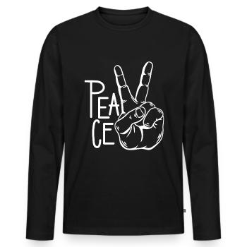Peace Zeichen - Männer Premium Bio Langarmshirt - Schwarz - Vorne - Nico (187cm)