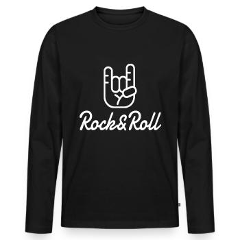 Rock n Roll - Men's Premium Organic Long Sleeve Shirt - black - Front - Nico (187cm)