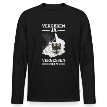 Ostpreußen - Vergeben ja Vergessen nein - Männer Premium Bio Langarmshirt - Schwarz - Vorne - Nico (187cm)