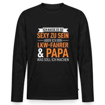 Truck Driver & Dad - Men's Premium Organic Long Sleeve Shirt - black - Front - Nico (187cm)