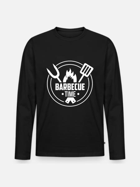 BBQ Time - Männer Premium Bio Langarmshirt - Schwarz