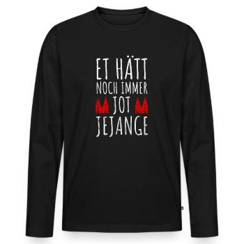 Et hätt noch immer jot jejange - Kölsche Spruch - Männer Premium Bio Langarmshirt - Schwarz - Vorne - Nico (187cm)