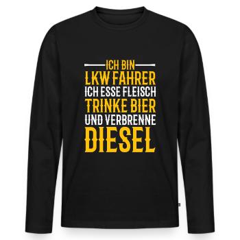 Trucker - Männer Premium Bio Langarmshirt - Schwarz - Vorne - Nico (187cm)