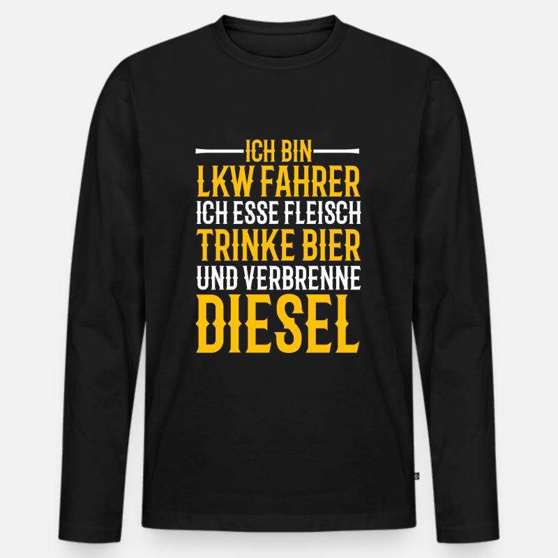 Trucker - Männer Premium Bio Langarmshirt - Schwarz