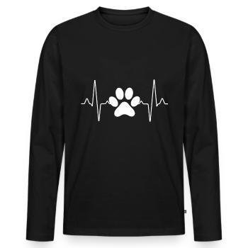 Pfote Herzschlag - Männer Premium Bio Langarmshirt - Schwarz - Vorne - Nico (187cm)