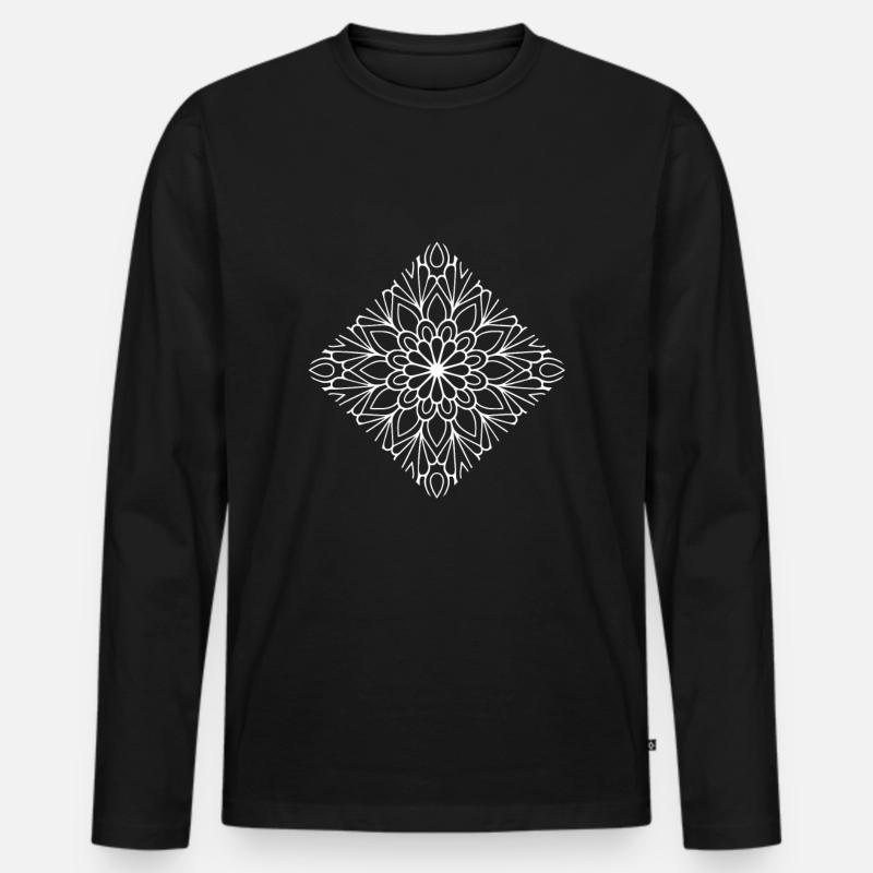 Mandala Muster - Männer Premium Bio Langarmshirt - Schwarz