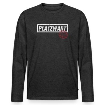 Platzwart - geprüfte Qualität - Männer Premium Bio Langarmshirt - Anthrazit meliert - Vorne - Nico (187cm)