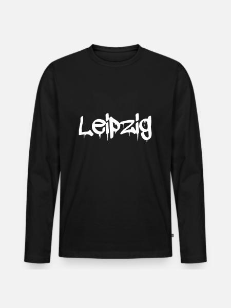 Leipzig graffiti - Männer Premium Bio Langarmshirt - Schwarz