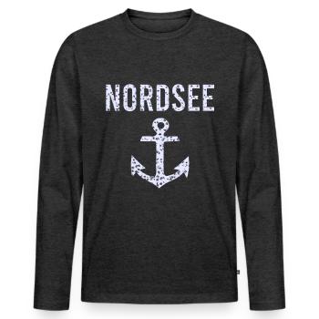 North Sea - Men's Premium Organic Long Sleeve Shirt - heather anthracite - Front - Nico (187cm)