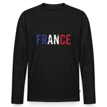 France - T-shirt manches longues Premium bio Homme - noir - Devant - Nico (187cm)