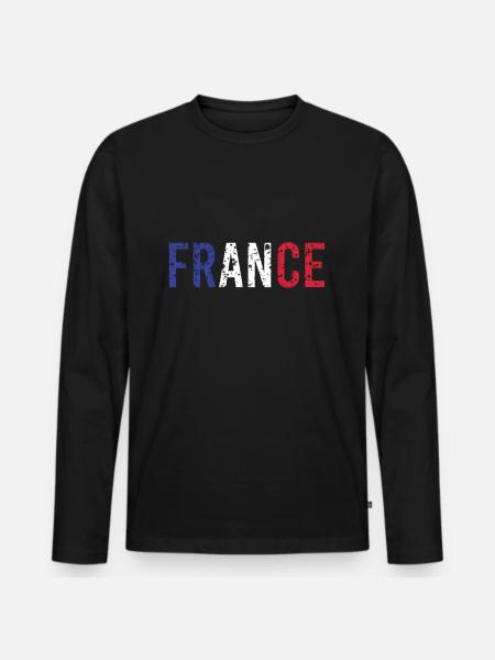 France - Men's Premium Organic Long Sleeve Shirt - black
