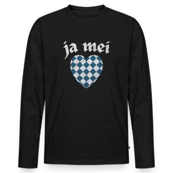 Ja Mei - Bayrisch Boarisch Bayern - Männer Premium Bio Langarmshirt - Schwarz - Vorne - Nico (187cm)