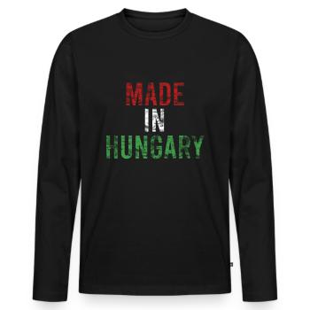Hungary - Men's Premium Organic Long Sleeve Shirt - black - Front - Nico (187cm)