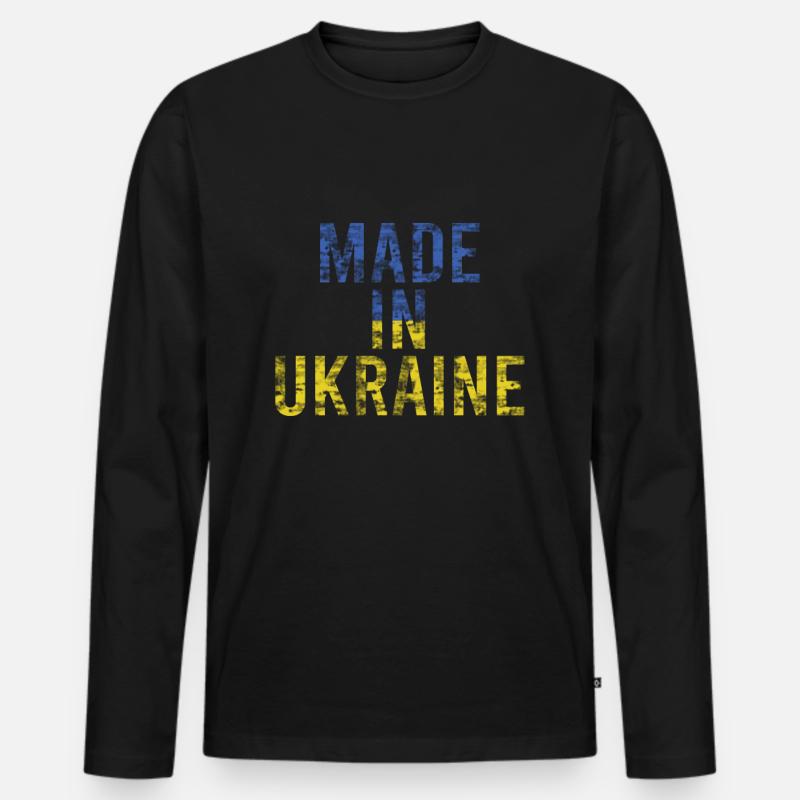 Ukraine - Männer Premium Bio Langarmshirt - Schwarz