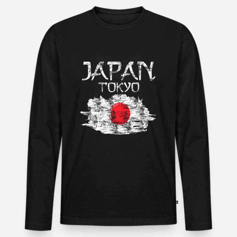 Japan Flagge - Männer Premium Bio Langarmshirt - Schwarz