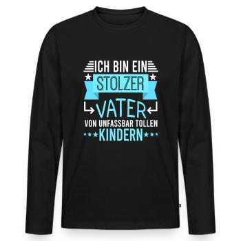 Papa fier papa - T-shirt manches longues Premium bio Homme - noir - Devant - Nico (187cm)