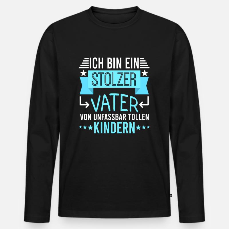 stolzer Vater Papa Geschenk - Männer Premium Bio Langarmshirt - Schwarz