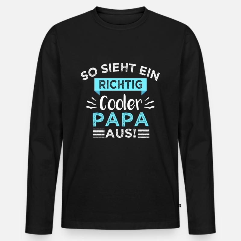 Cooler Papa - Männer Premium Bio Langarmshirt - Schwarz