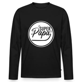 superpapa - T-shirt manches longues Premium bio Homme - noir - Devant - Nico (187cm)