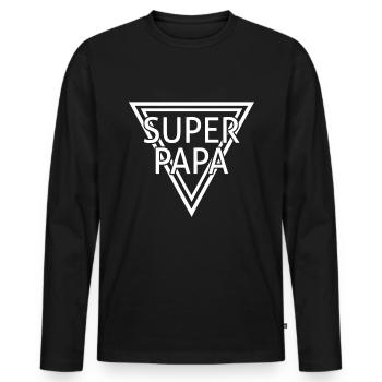 superpapa - T-shirt manches longues Premium bio Homme - noir - Devant - Nico (187cm)