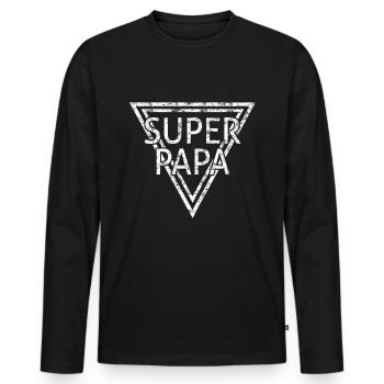 superpapa - T-shirt manches longues Premium bio Homme - noir - Devant - Nico (187cm)