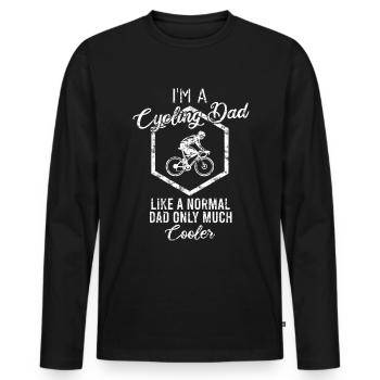 Cadeau de vélo papa - T-shirt manches longues Premium bio Homme - noir - Devant - Nico (187cm)