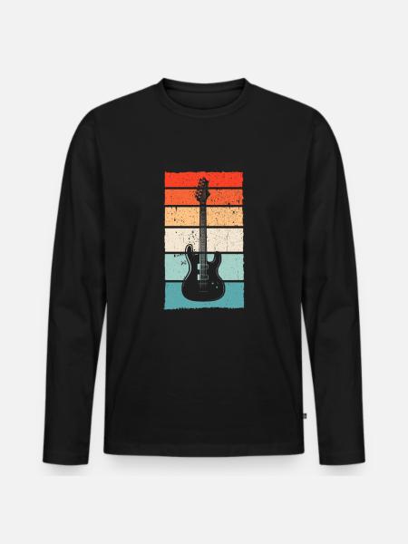 E guitare rétro - T-shirt manches longues Premium bio Homme - noir
