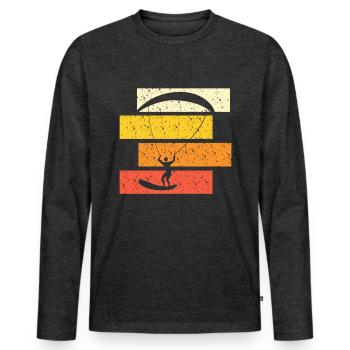 Kite Surf Retro - T-shirt manches longues Premium bio Homme - anthracite chiné - Devant - Nico (187cm)