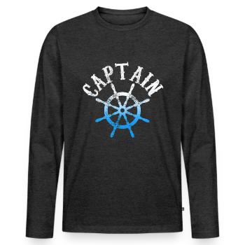 Capitaine - T-shirt manches longues Premium bio Homme - anthracite chiné - Devant - Nico (187cm)