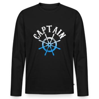 Capitaine - T-shirt manches longues Premium bio Homme - noir - Devant - Nico (187cm)