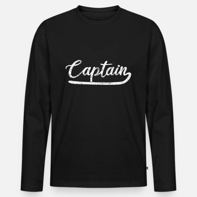 Kapitän - Männer Premium Bio Langarmshirt - Schwarz