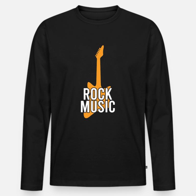 Rock Musik - Männer Premium Bio Langarmshirt - Schwarz