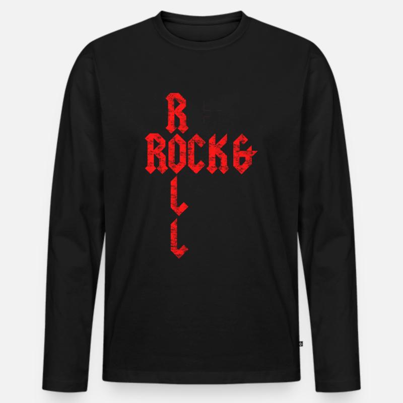 Rock and Roll - Männer Premium Bio Langarmshirt - Schwarz