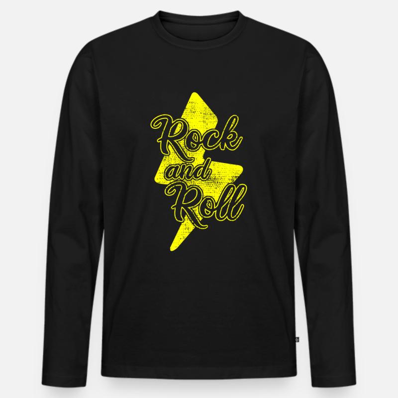 Rock and Roll - Männer Premium Bio Langarmshirt - Schwarz